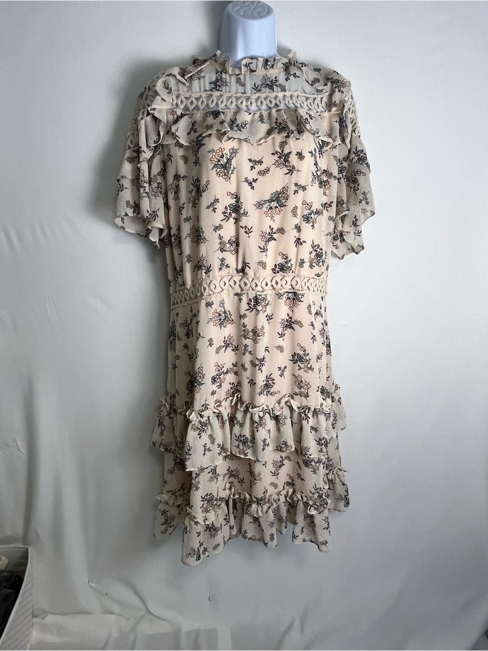 Glamorous Cream Floral Ruffle Mini Dress